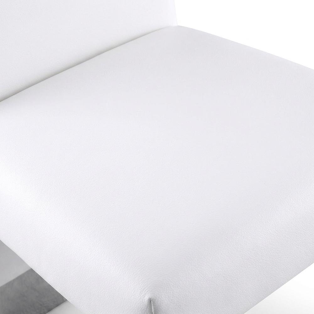 Vegan Leather Upholstered Dining Chair, White Vegan Leather, Set of 2. Picture 7