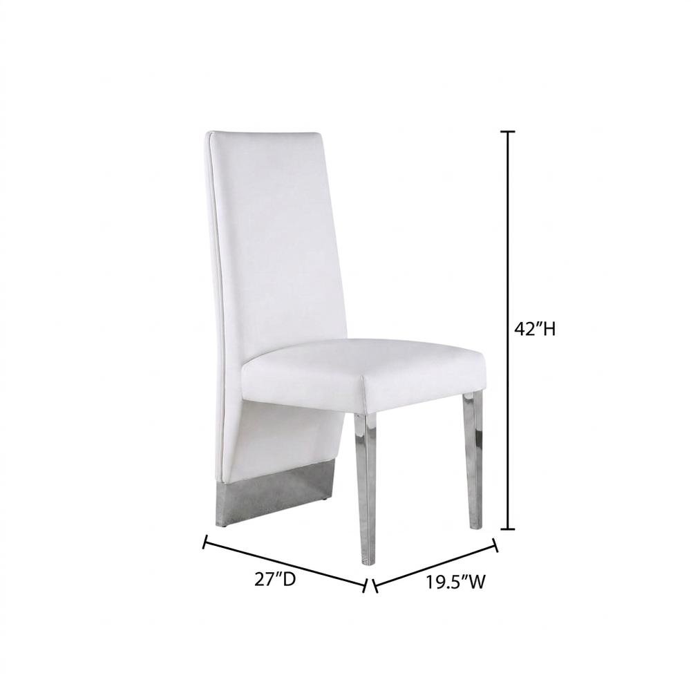 Vegan Leather Upholstered Dining Chair, White Vegan Leather, Set of 2. Picture 6