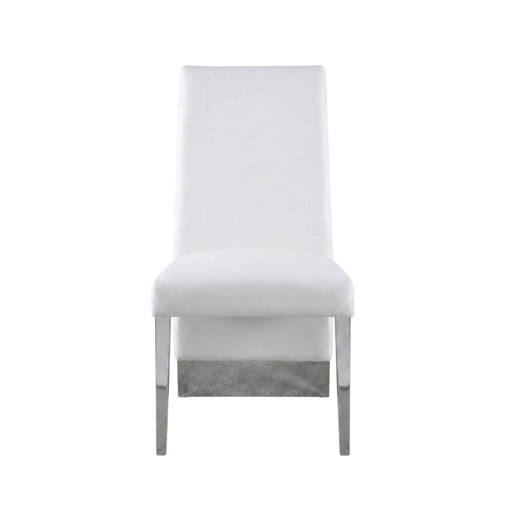 Vegan Leather Upholstered Dining Chair, White Vegan Leather, Set of 2. Picture 2