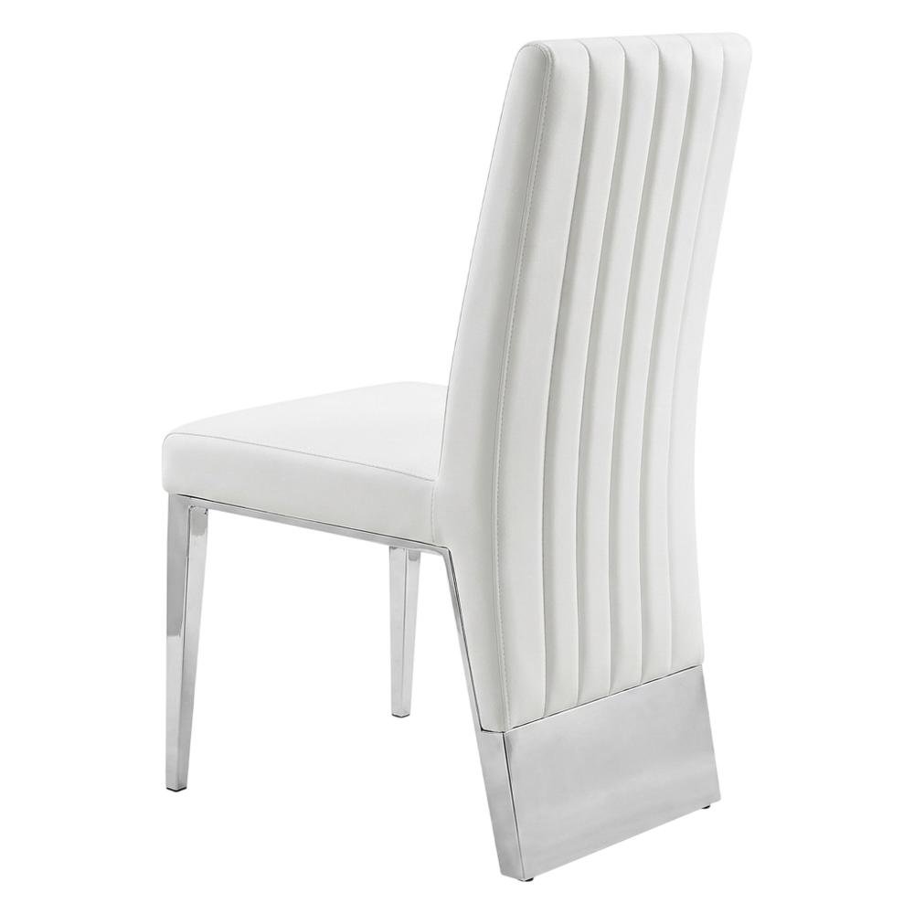 Vegan Leather Upholstered Dining Chair, White Vegan Leather, Set of 2. Picture 5