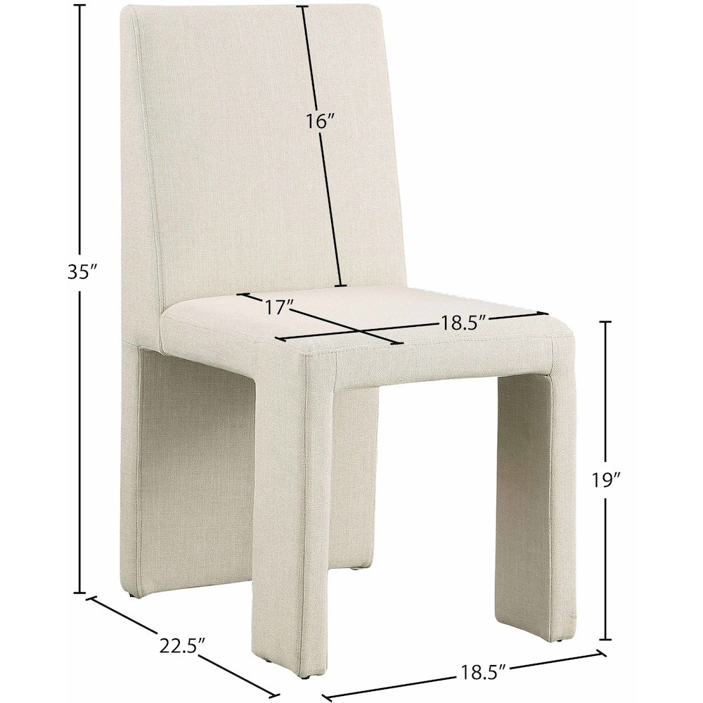Benson Beige Linen Textured Fabric Dining Chair, Set of 2. Picture 8