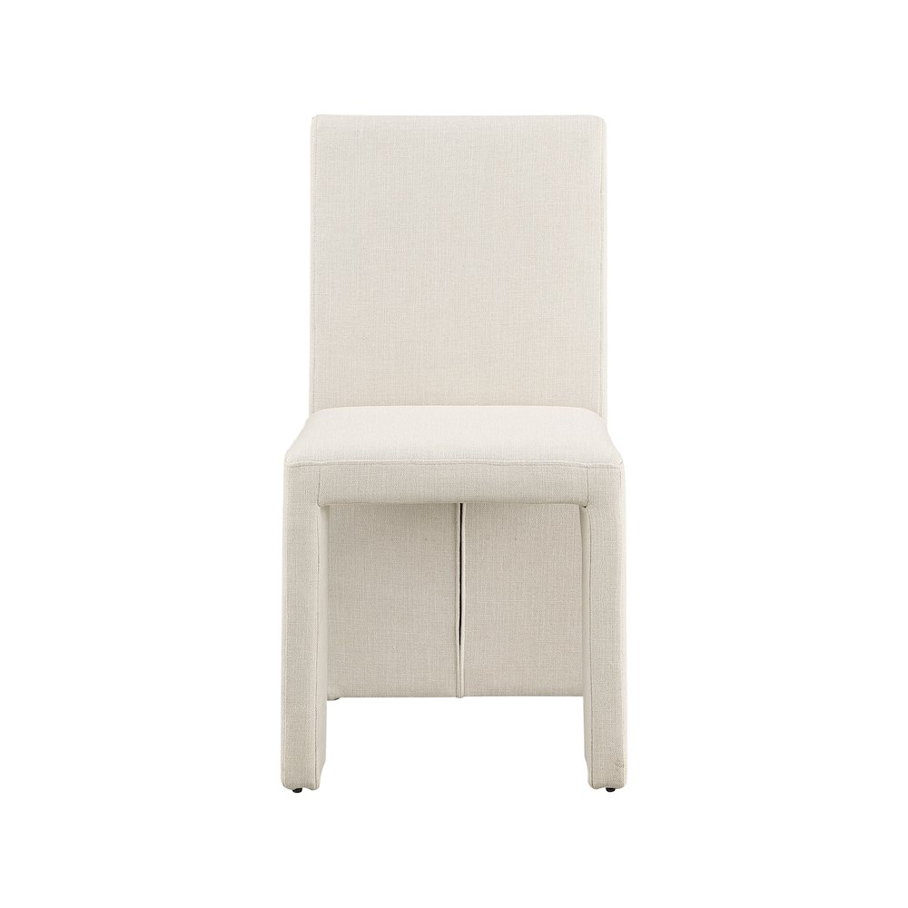 Benson Beige Linen Textured Fabric Dining Chair, Set of 2. Picture 3