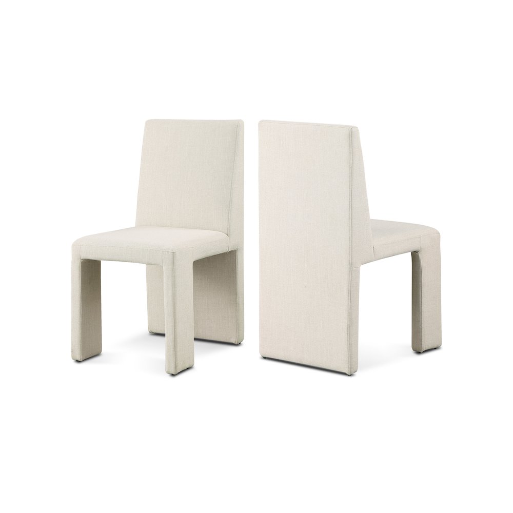Benson Beige Linen Textured Fabric Dining Chair, Set of 2. Picture 1