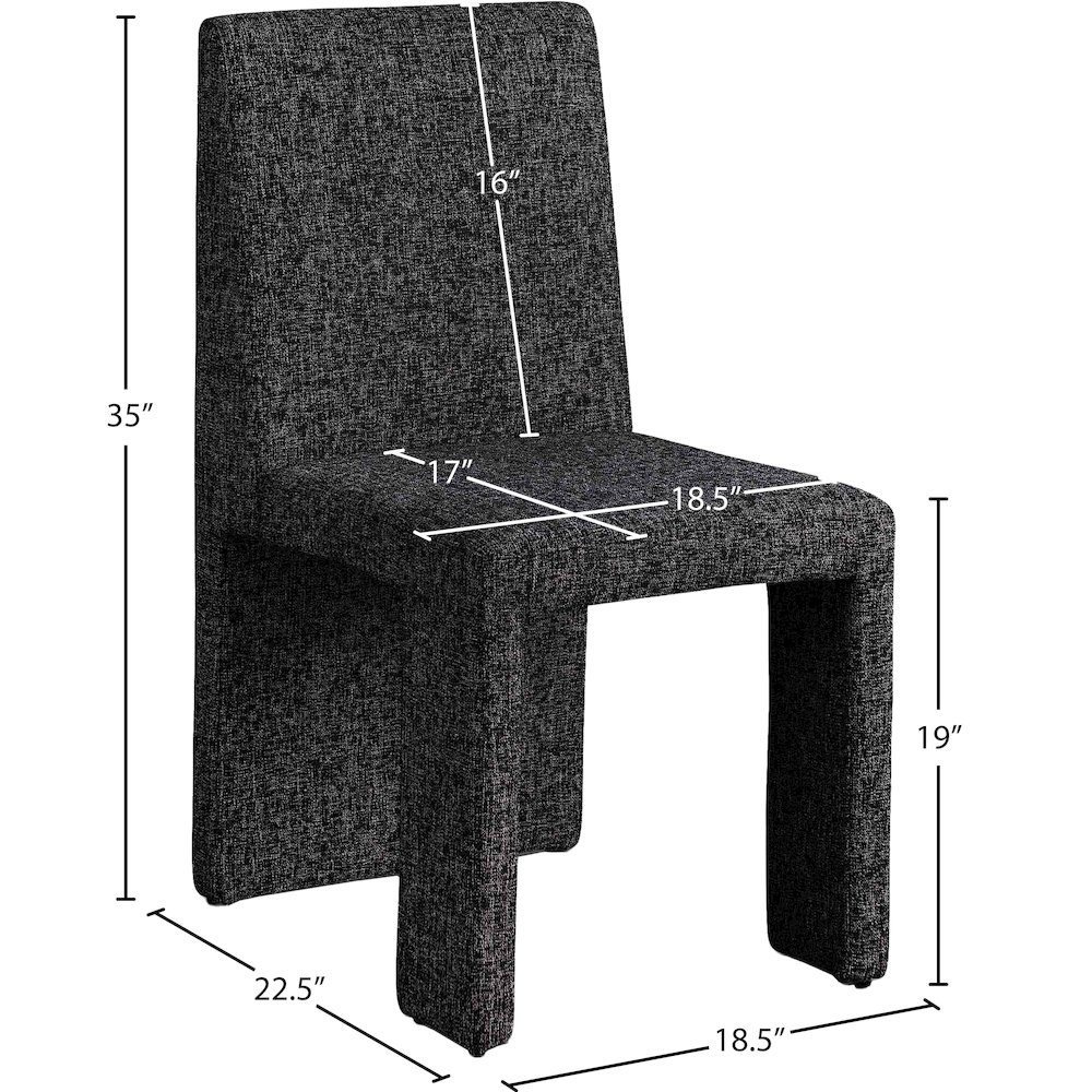 Benson Black Linen Textured Fabric Dining Chair, Set of 2. Picture 8