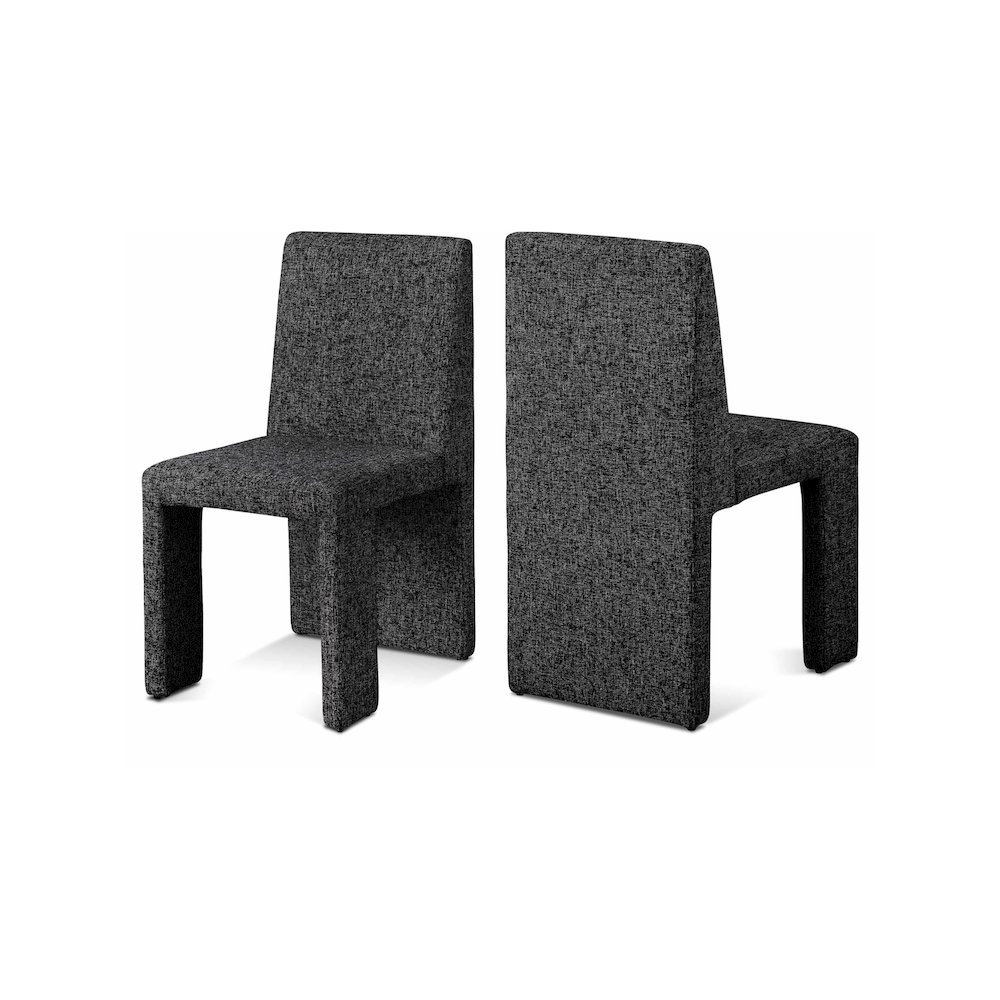 Benson Black Linen Textured Fabric Dining Chair, Set of 2. Picture 1