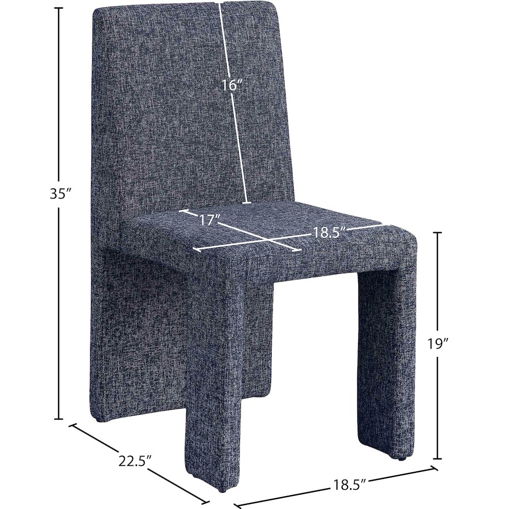 Benson Blue Linen Textured Fabric Dining Chair, Set of 2. Picture 8