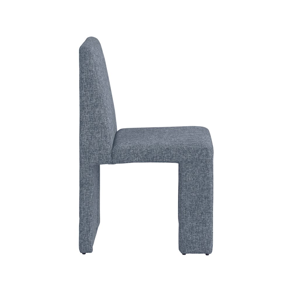 Benson Blue Linen Textured Fabric Dining Chair, Set of 2. Picture 4