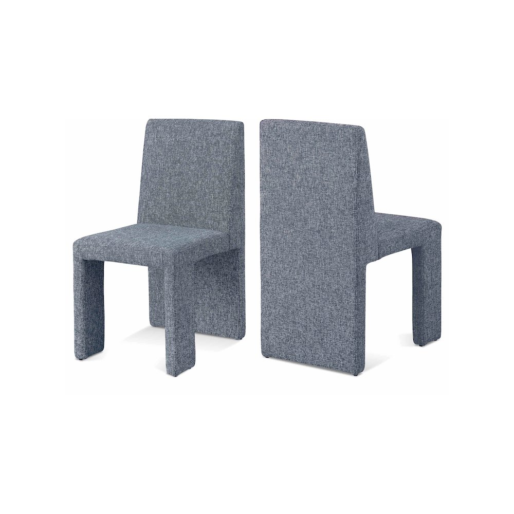 Benson Blue Linen Textured Fabric Dining Chair, Set of 2. Picture 1