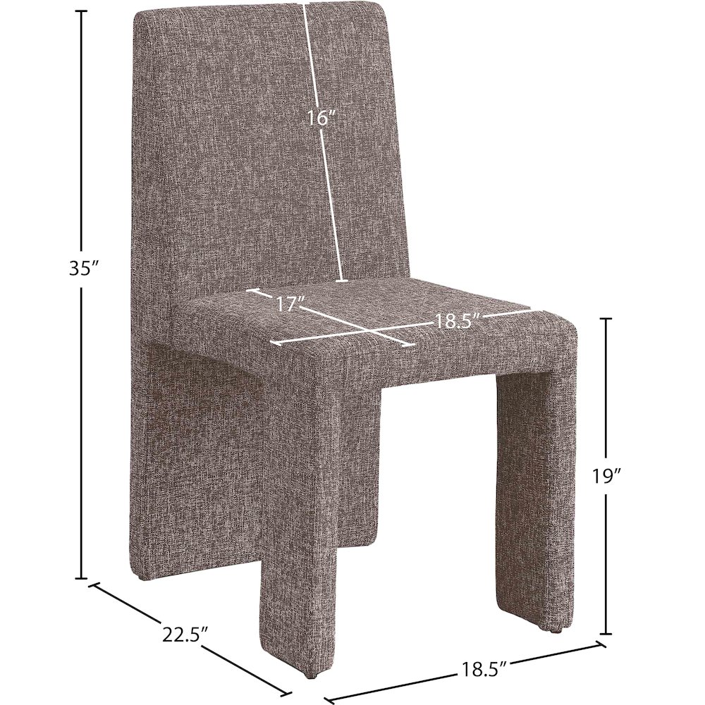 Benson Brown Linen Textured Fabric Dining Chair, Set of 2. Picture 8