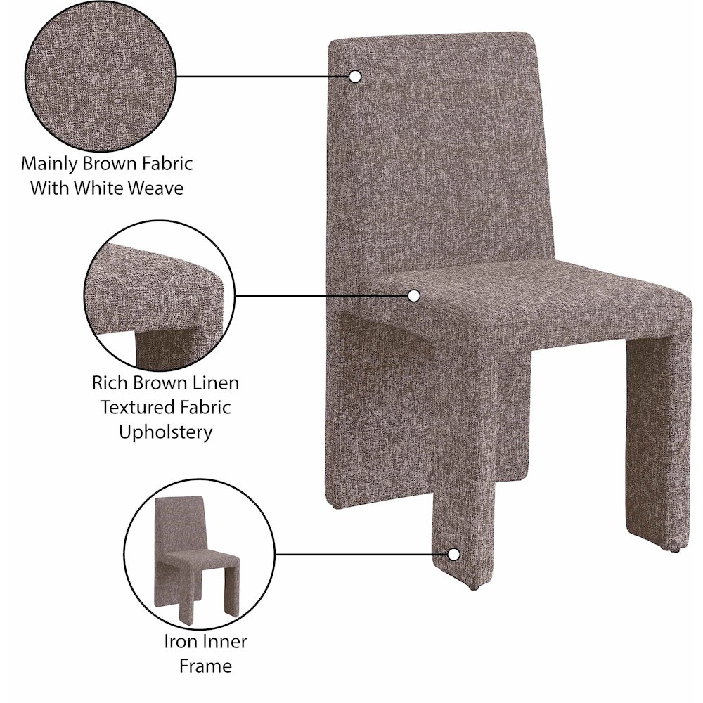Benson Brown Linen Textured Fabric Dining Chair, Set of 2. Picture 9