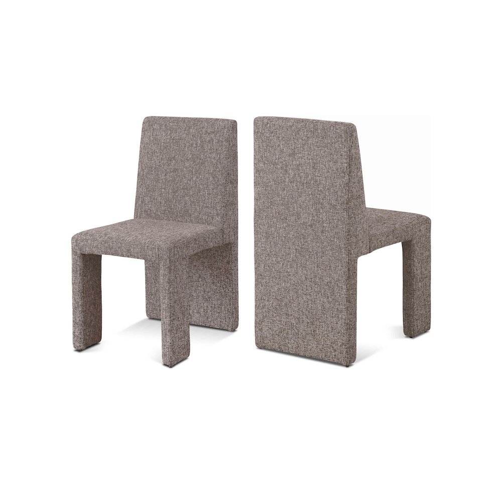 Benson Brown Linen Textured Fabric Dining Chair, Set of 2. Picture 1