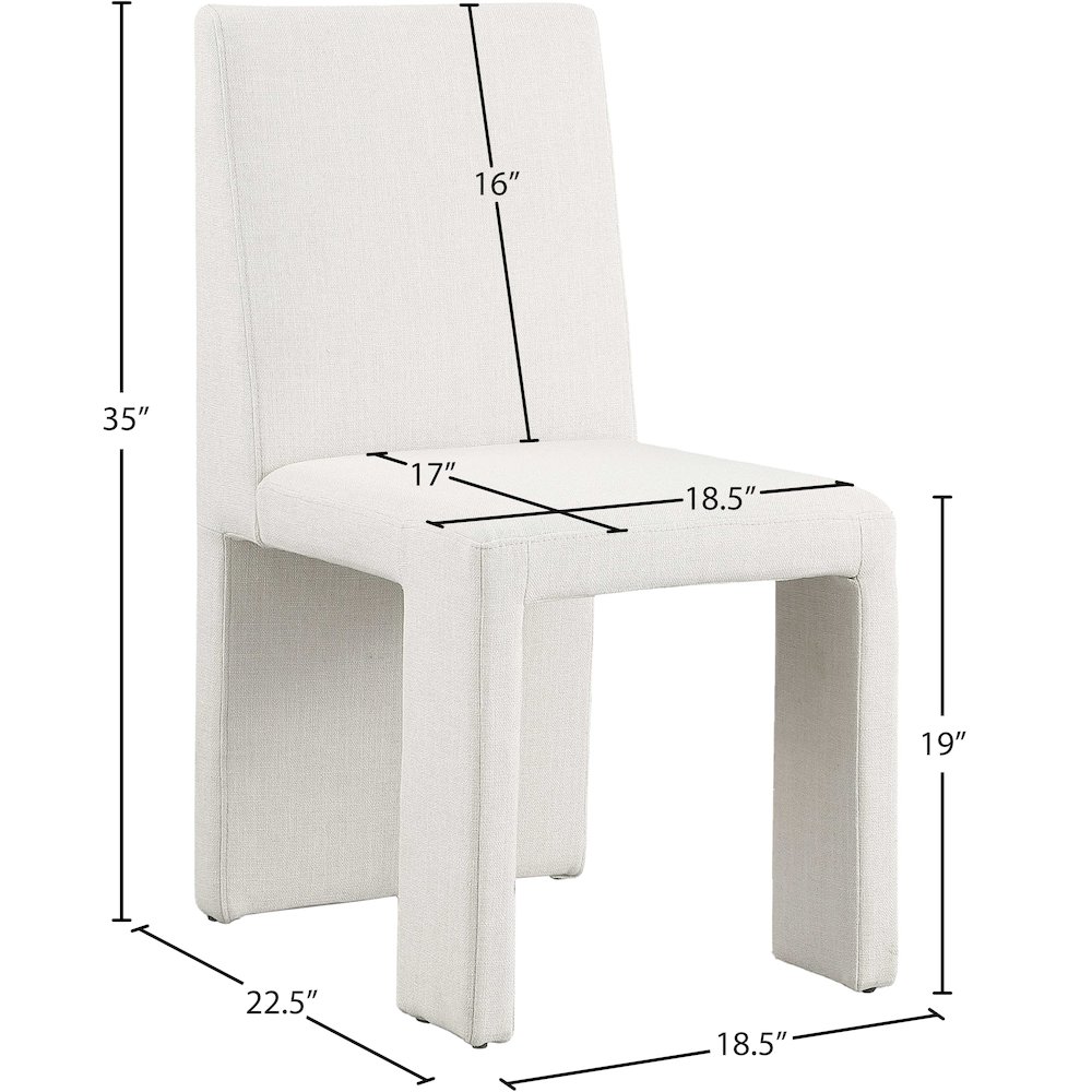 Benson Cream Linen Textured Fabric Dining Chair, Set of 2. Picture 8
