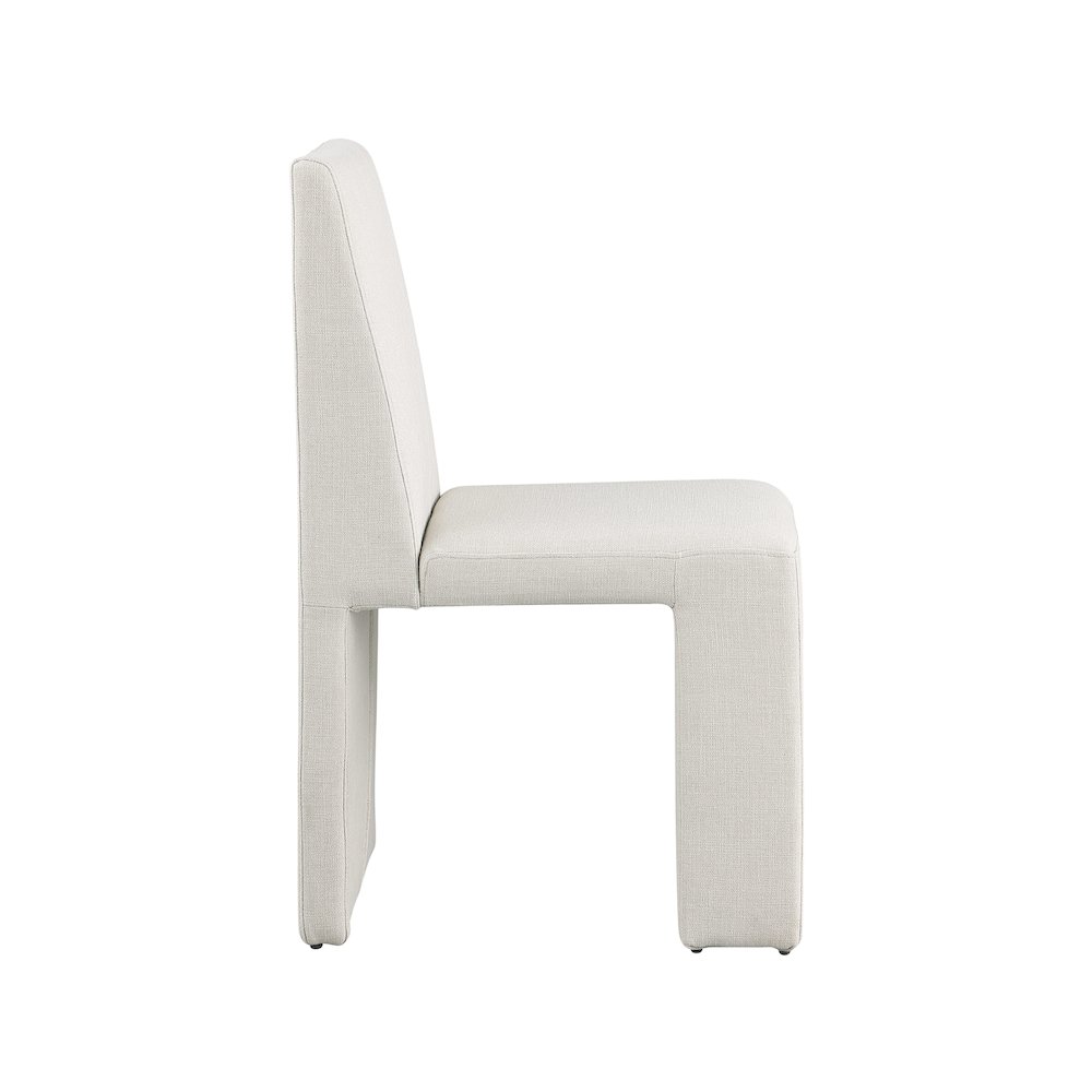 Benson Cream Linen Textured Fabric Dining Chair, Set of 2. Picture 4
