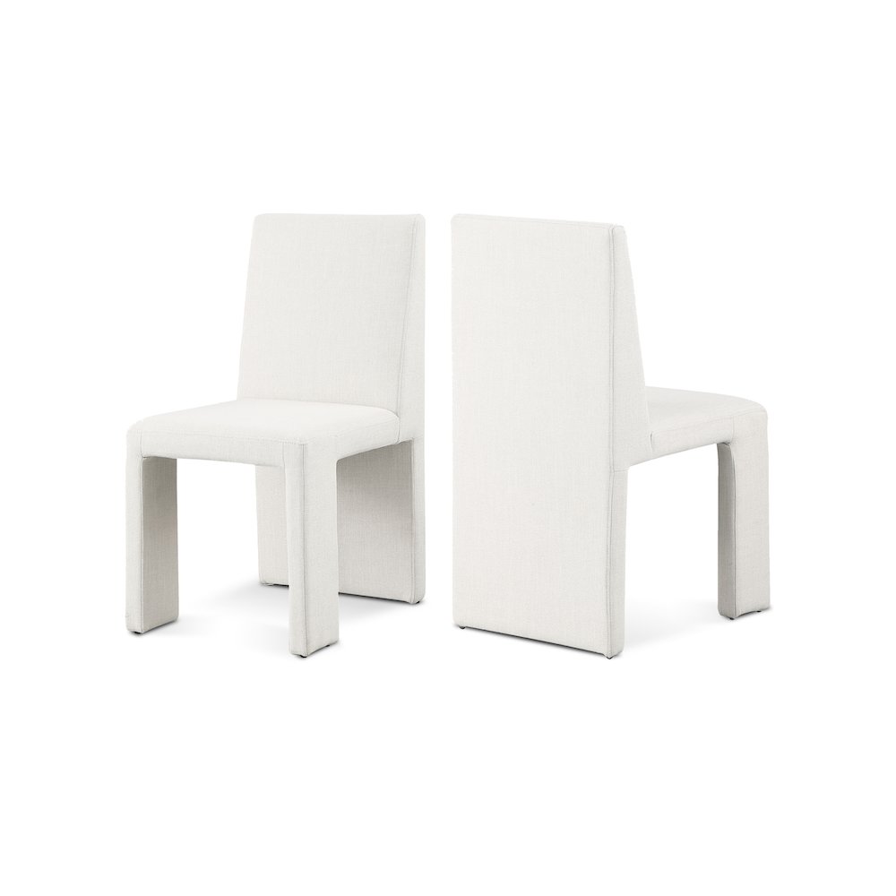 Benson Cream Linen Textured Fabric Dining Chair, Set of 2. Picture 1