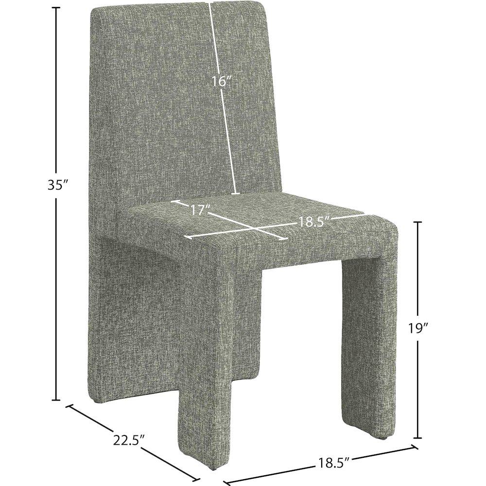 Benson Green Linen Textured Fabric Dining Chair, Set of 2. Picture 8