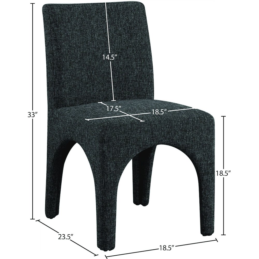 Gramercy Black Linen Textured Fabric Dining Chair, Set of 2. Picture 8