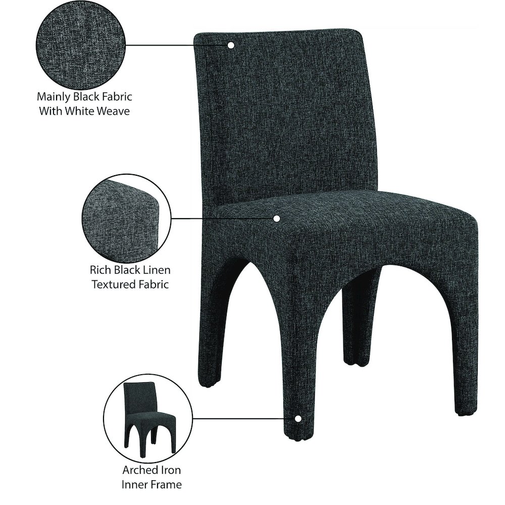 Gramercy Black Linen Textured Fabric Dining Chair, Set of 2. Picture 9