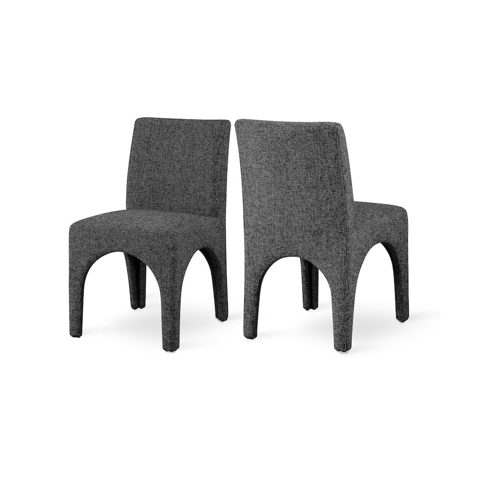 Gramercy Black Linen Textured Fabric Dining Chair, Set of 2. Picture 1