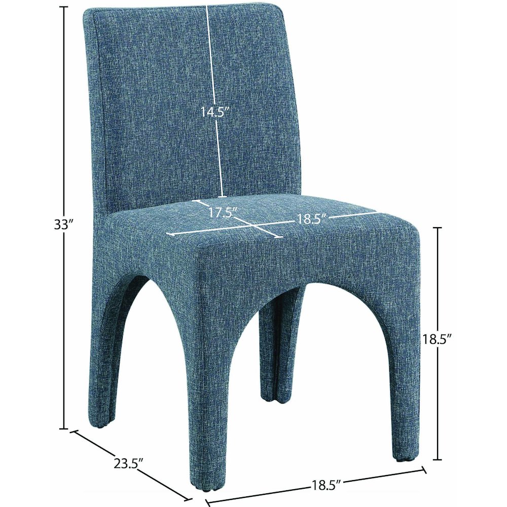 Gramercy Blue Linen Textured Fabric Dining Chair, Set of 2. Picture 8