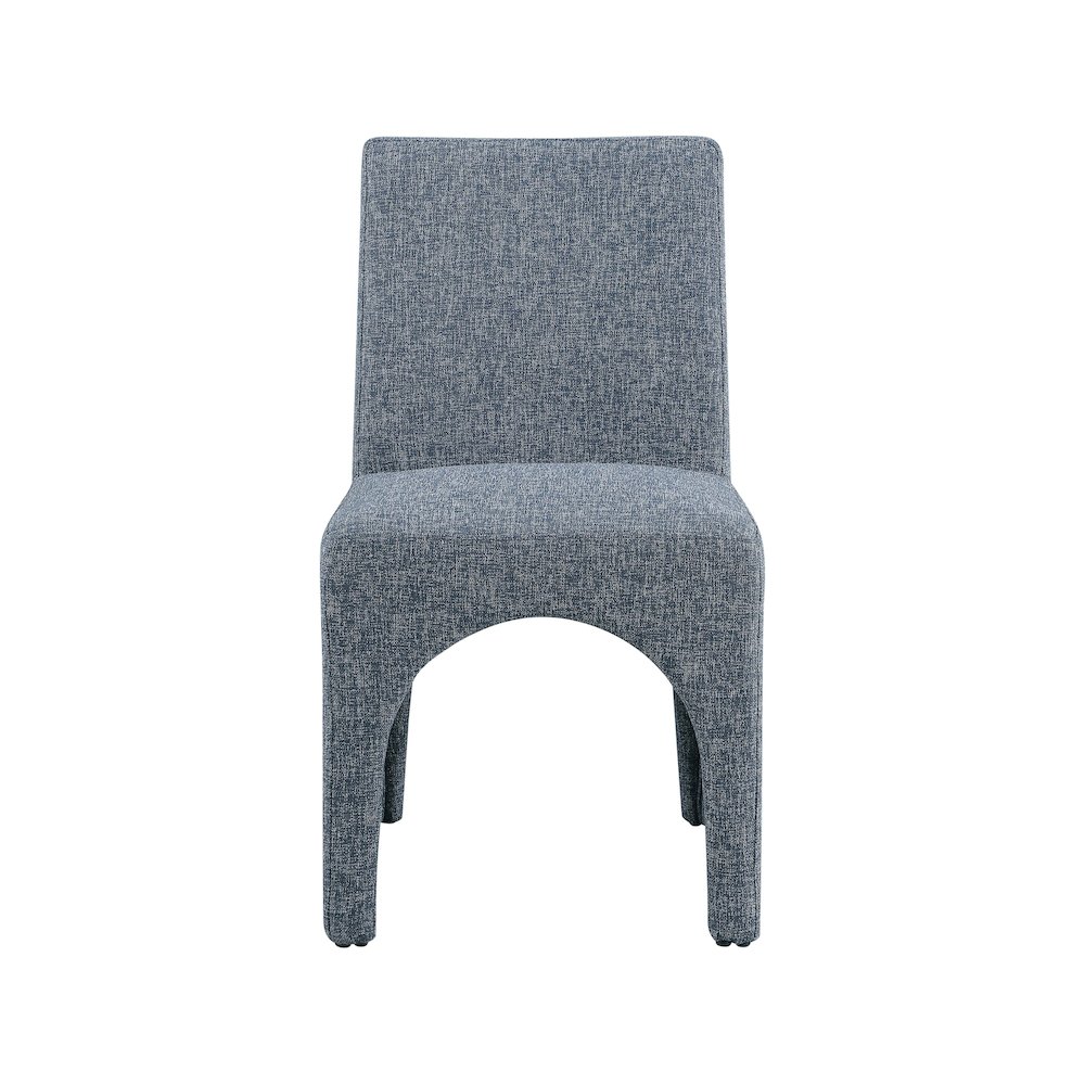 Gramercy Blue Linen Textured Fabric Dining Chair, Set of 2. Picture 3