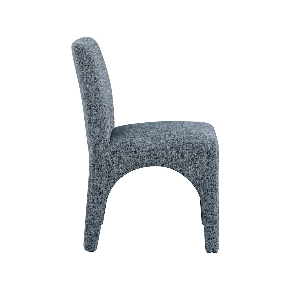 Gramercy Blue Linen Textured Fabric Dining Chair, Set of 2. Picture 4