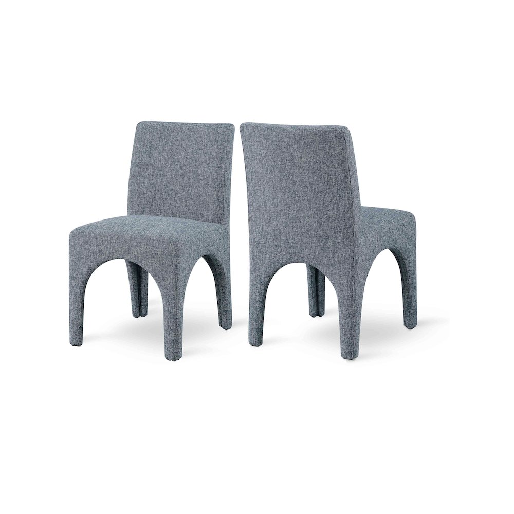 Gramercy Blue Linen Textured Fabric Dining Chair, Set of 2. Picture 1
