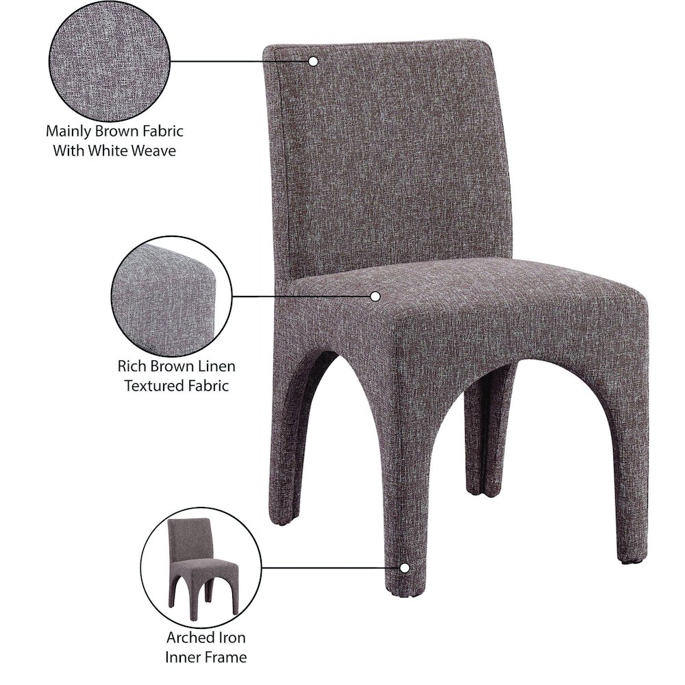 Gramercy Brown Linen Textured Fabric Dining Chair, Set of 2. Picture 9