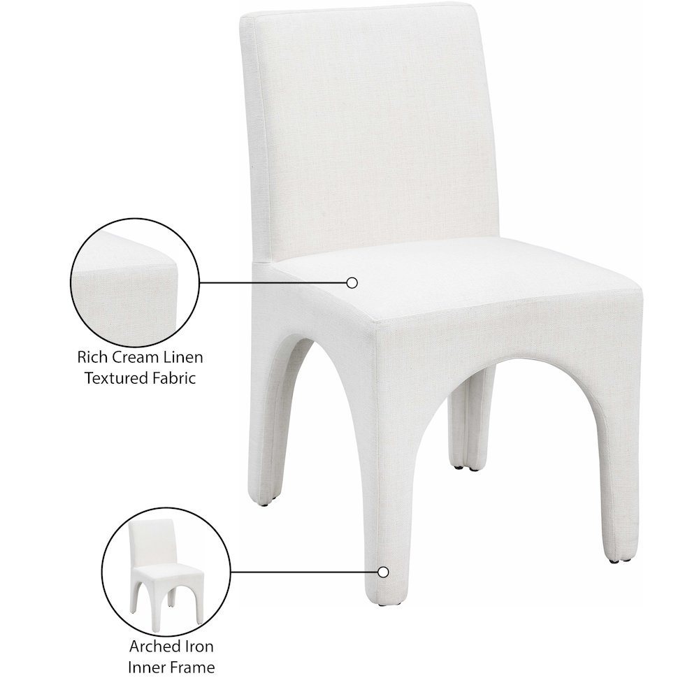Gramercy Cream Linen Textured Fabric Dining Chair, Set of 2. Picture 9