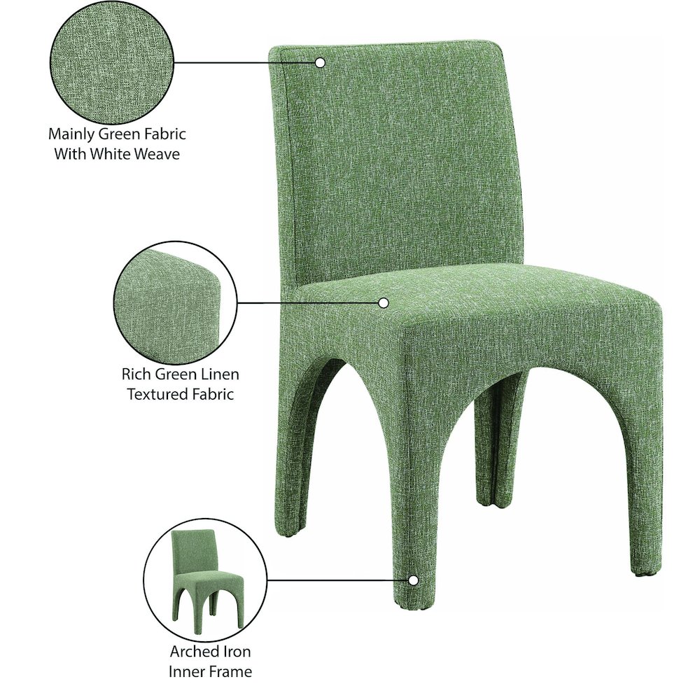 Gramercy Green Linen Textured Fabric Dining Chair, Set of 2. Picture 9