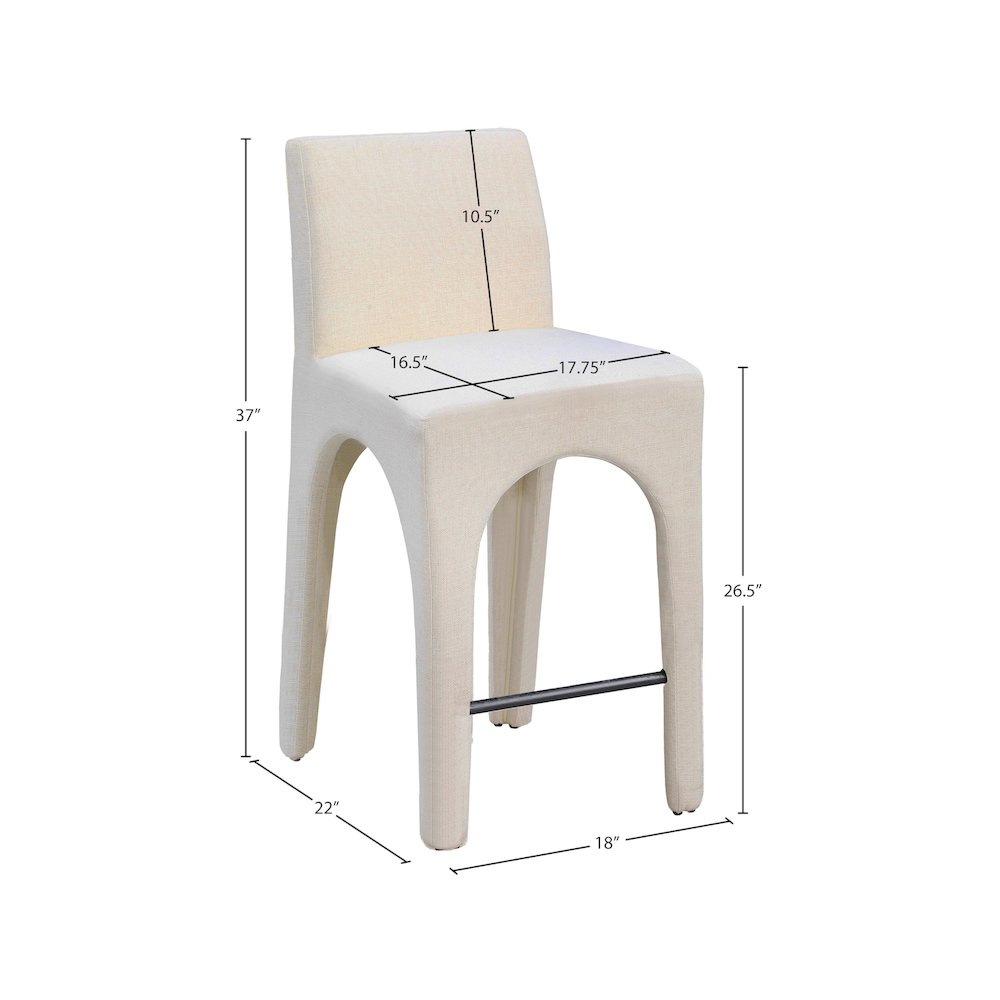 Gramercy Beige Linen Textured Fabric Stool. Picture 8