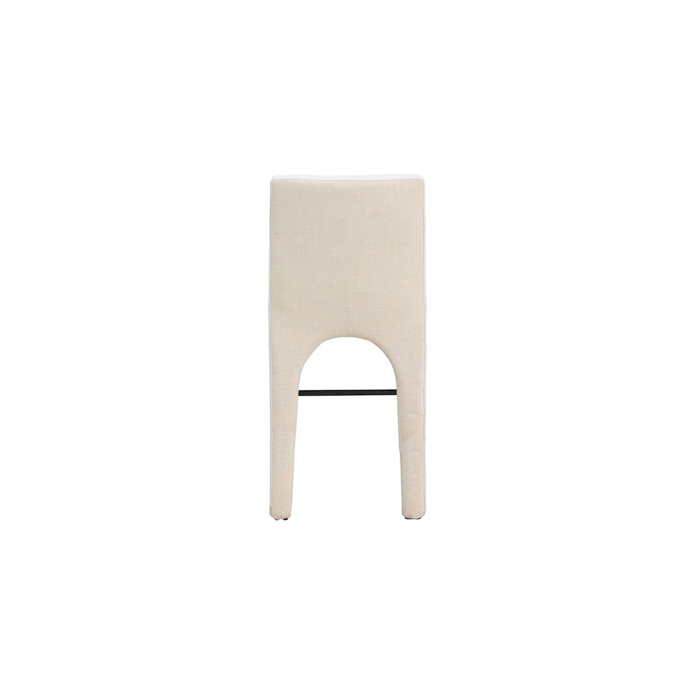 Gramercy Beige Linen Textured Fabric Stool. Picture 2