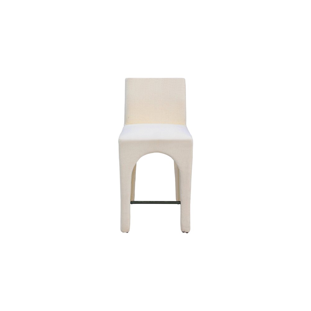 Gramercy Beige Linen Textured Fabric Stool. Picture 3