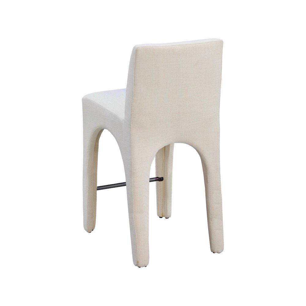 Gramercy Beige Linen Textured Fabric Stool. Picture 5