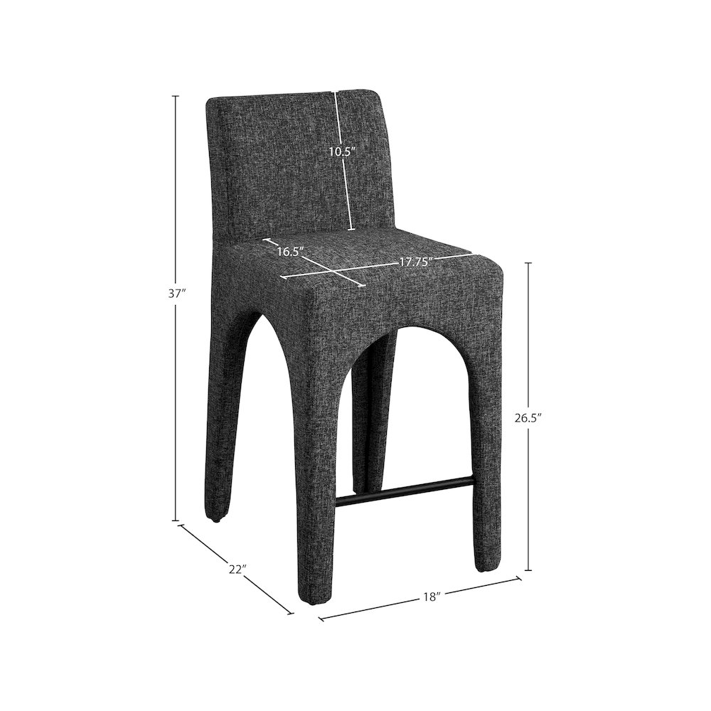 Gramercy Black Linen Textured Fabric Stool. Picture 8