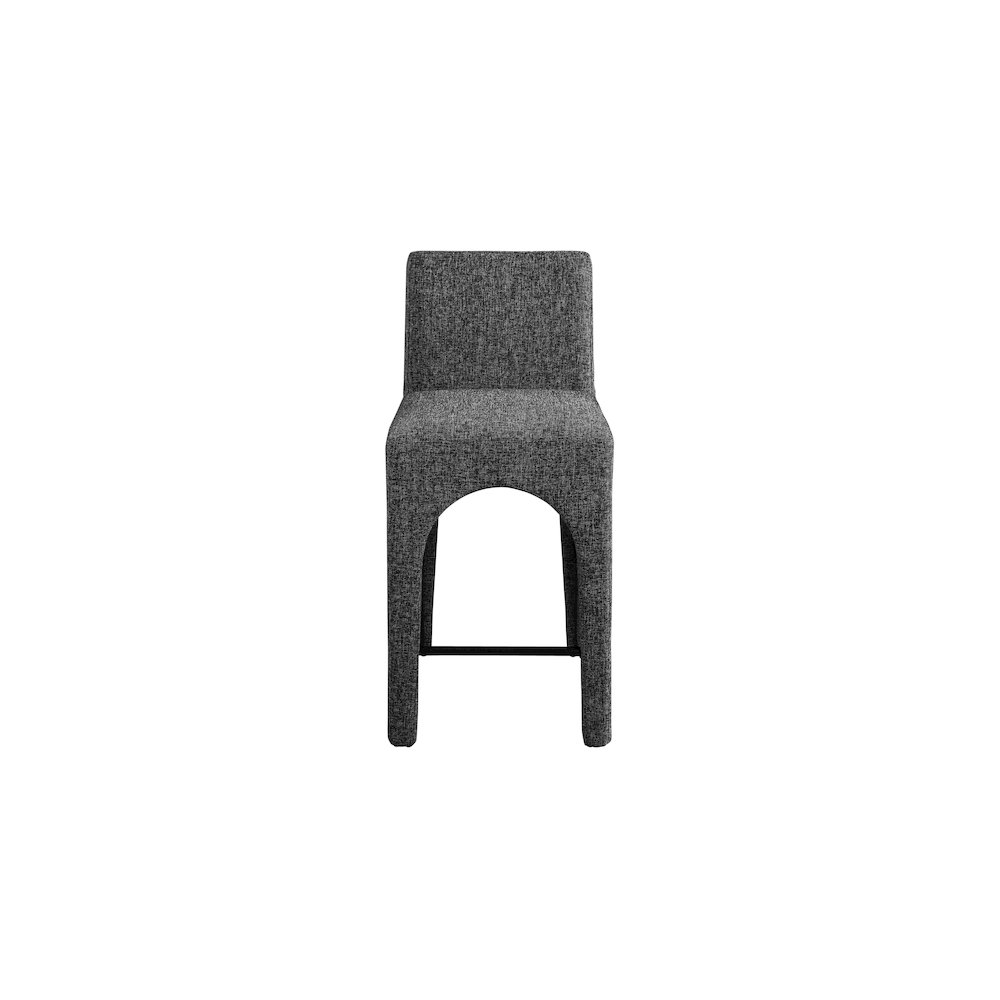 Gramercy Black Linen Textured Fabric Stool. Picture 3