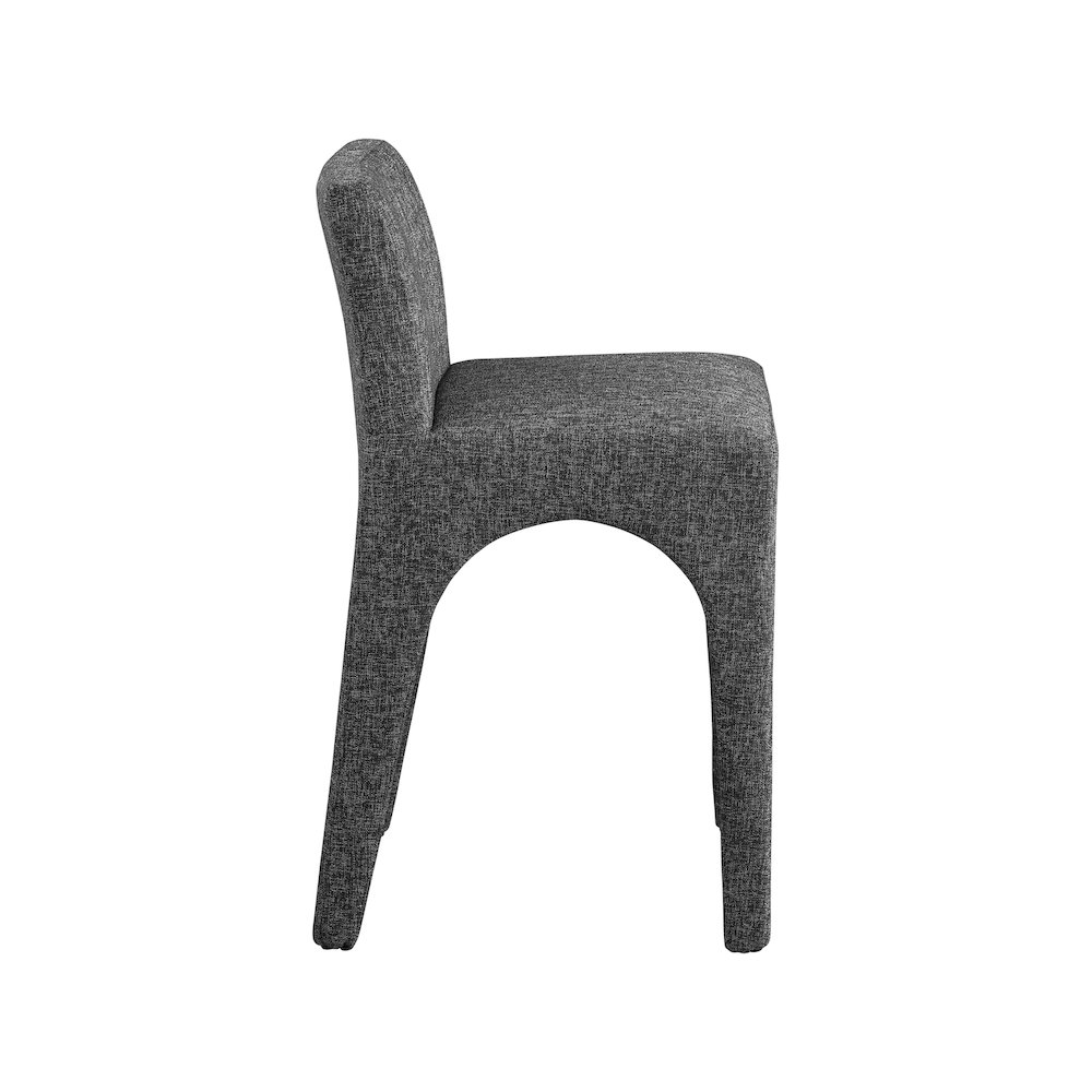 Gramercy Black Linen Textured Fabric Stool. Picture 4