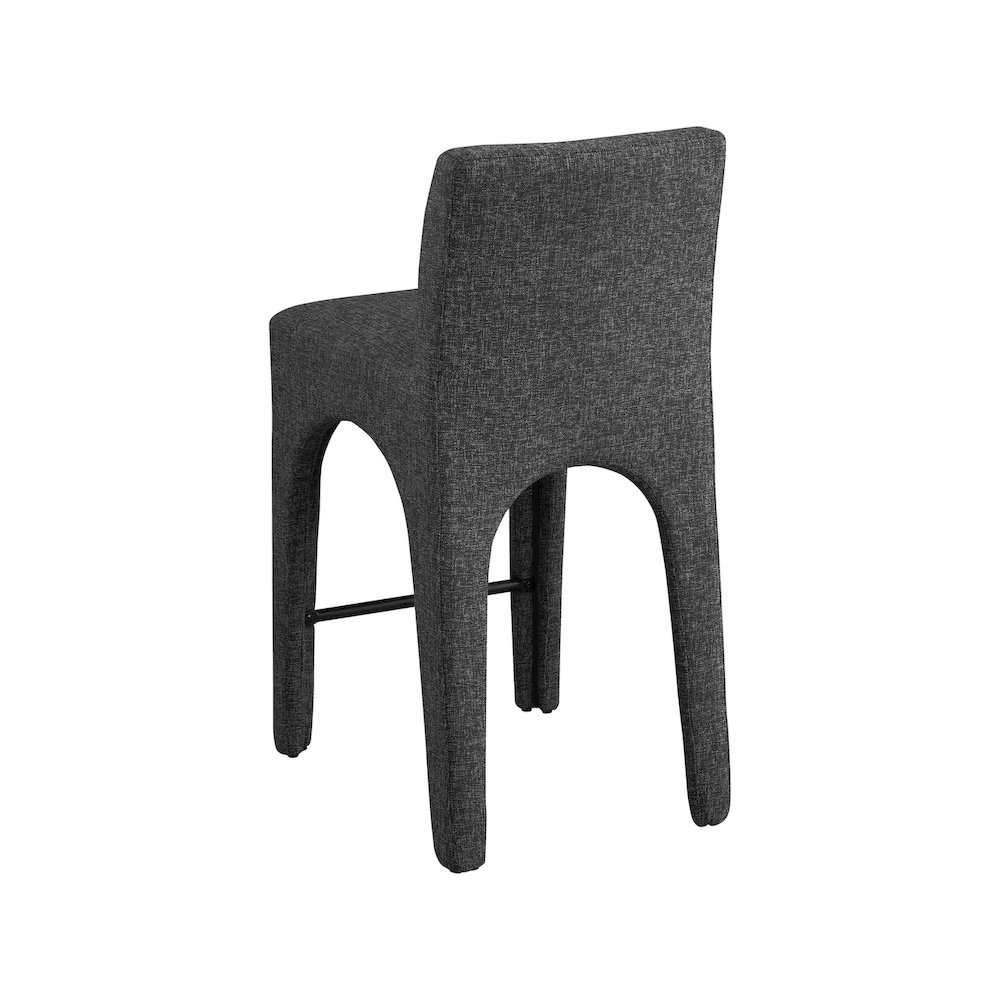 Gramercy Black Linen Textured Fabric Stool. Picture 5