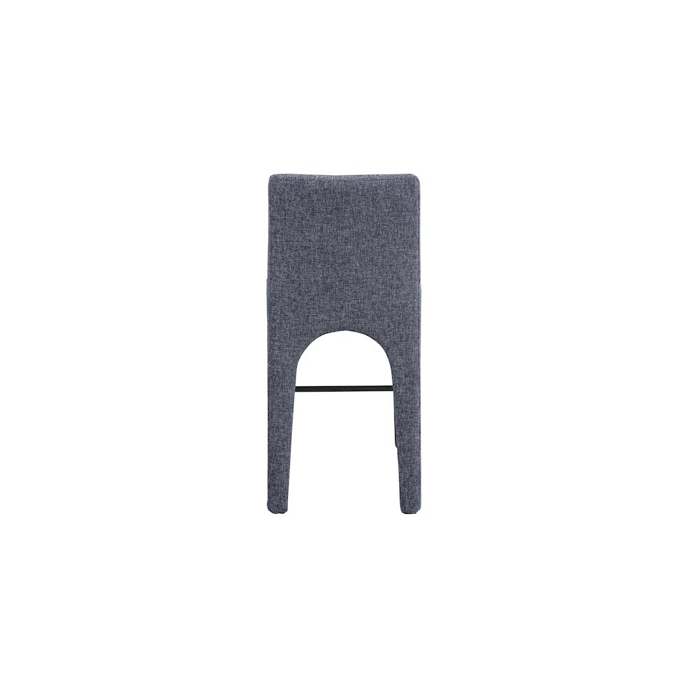 Gramercy Blue Linen Textured Fabric Stool. Picture 2