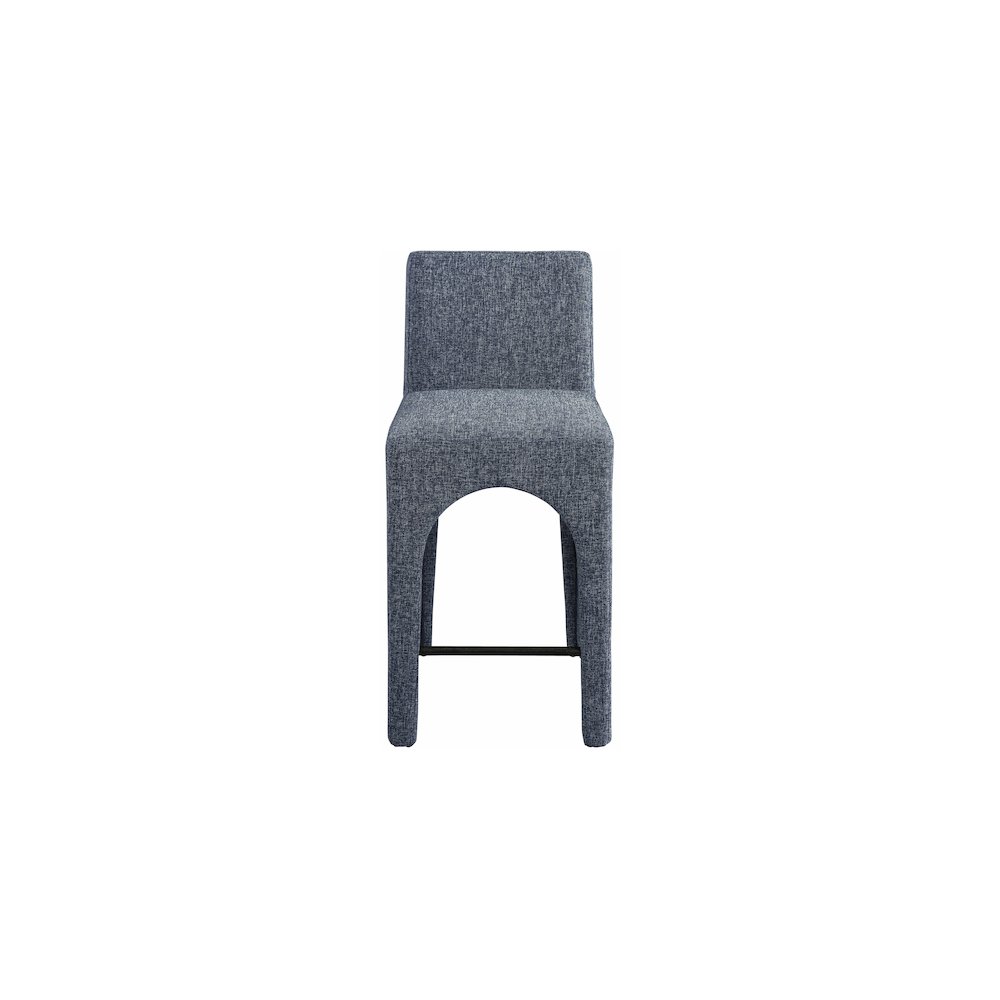 Gramercy Blue Linen Textured Fabric Stool. Picture 3
