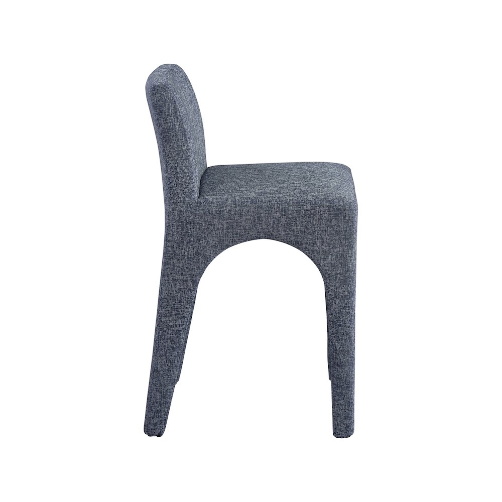 Gramercy Blue Linen Textured Fabric Stool. Picture 4
