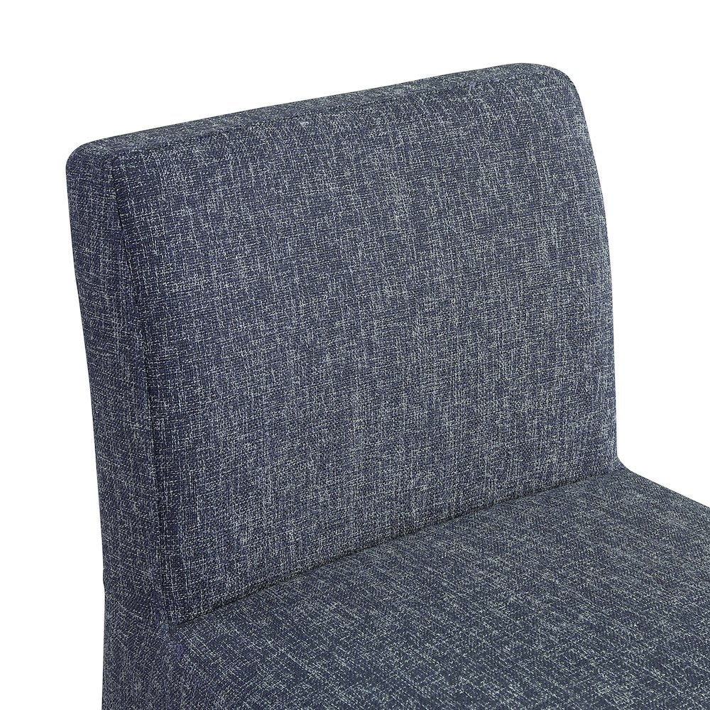 Gramercy Blue Linen Textured Fabric Stool. Picture 6