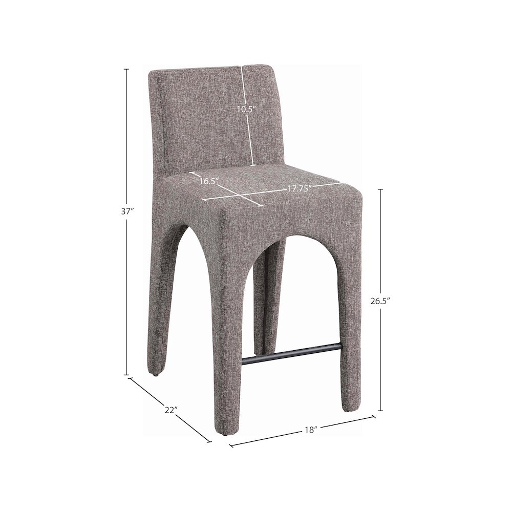 Gramercy Brown Linen Textured Fabric Stool. Picture 8