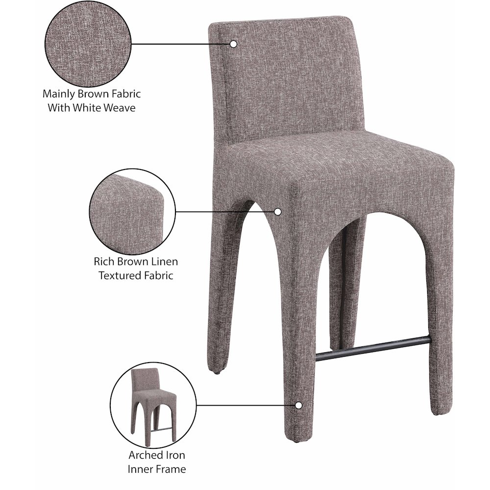 Gramercy Brown Linen Textured Fabric Stool. Picture 9