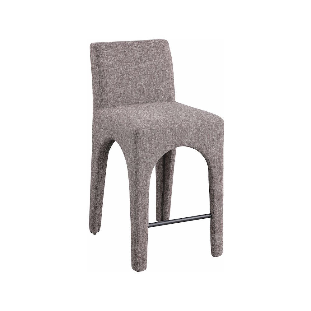 Gramercy Brown Linen Textured Fabric Stool. Picture 1