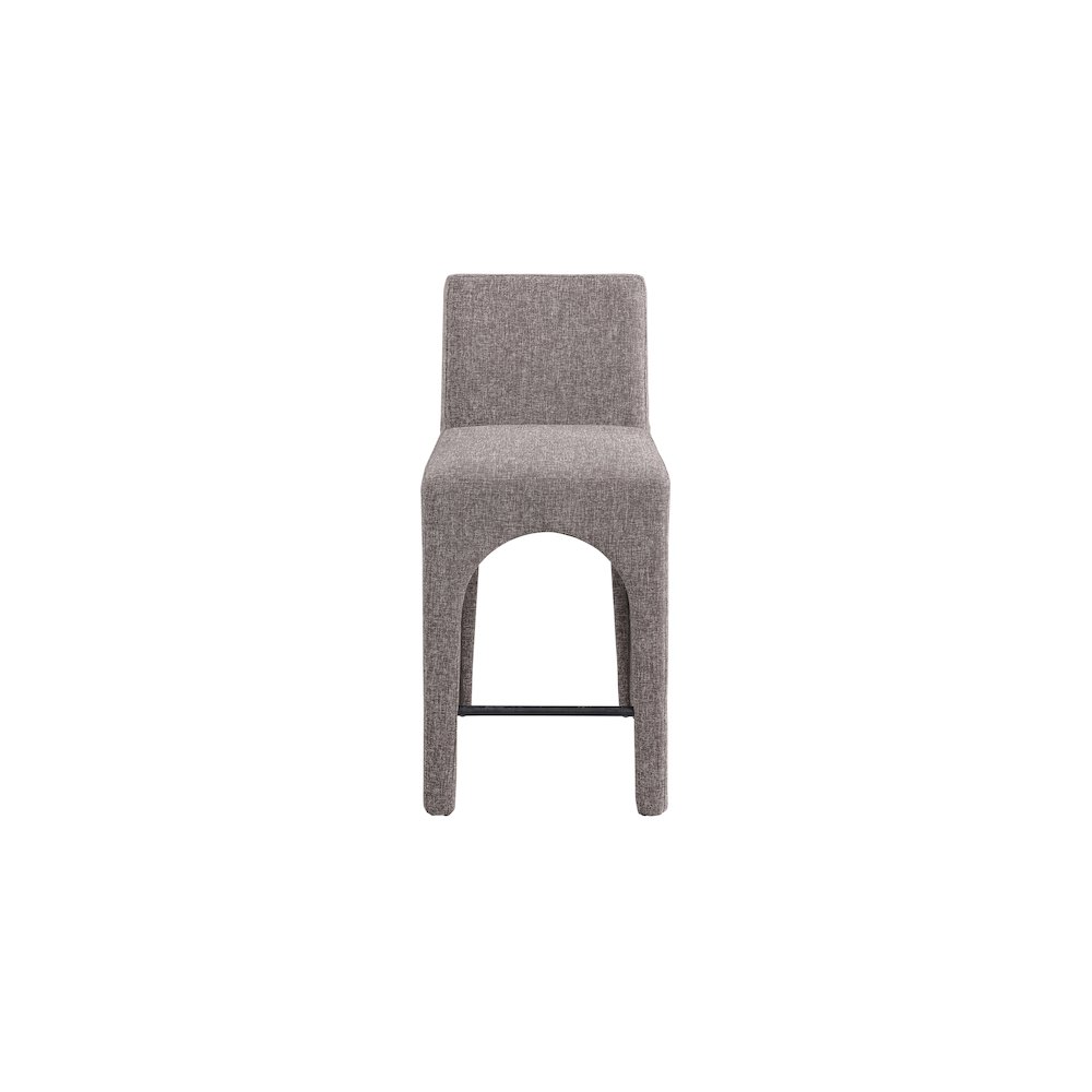 Gramercy Brown Linen Textured Fabric Stool. Picture 3