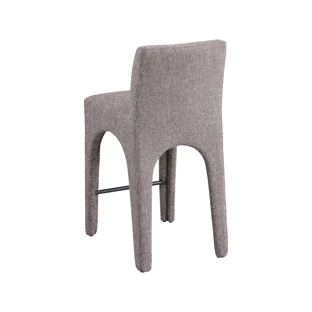 Gramercy Brown Linen Textured Fabric Stool. Picture 5