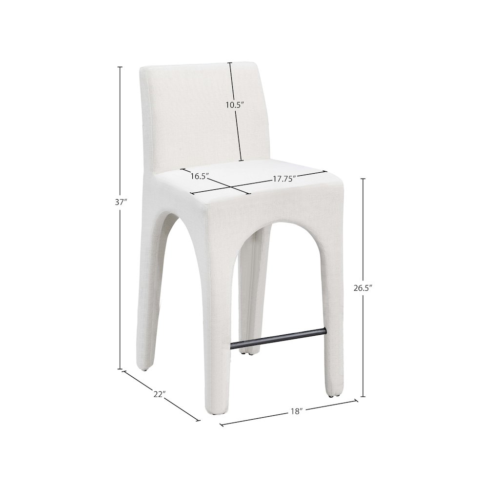 Gramercy Cream Linen Textured Fabric Stool. Picture 8