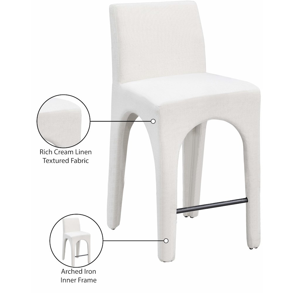 Gramercy Cream Linen Textured Fabric Stool. Picture 9