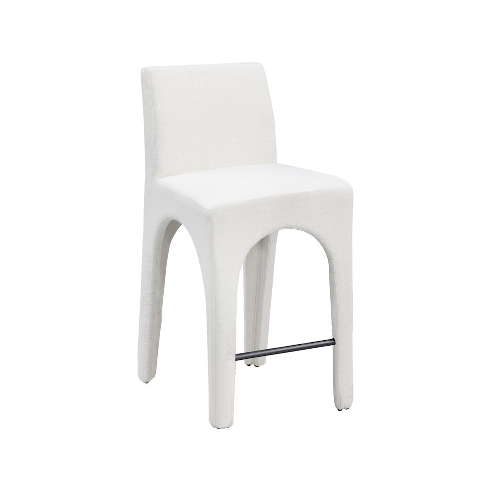 Gramercy Cream Linen Textured Fabric Stool. Picture 1