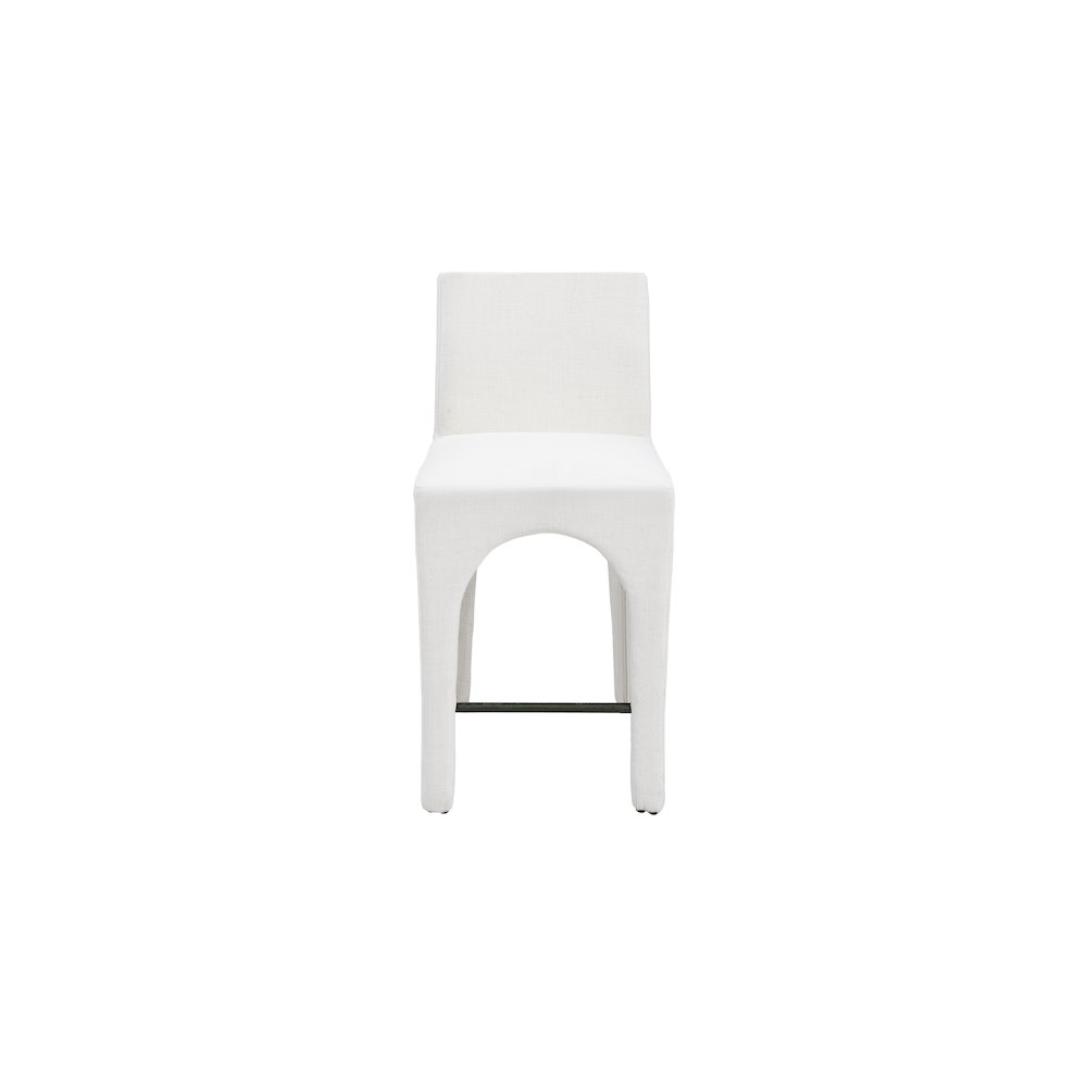 Gramercy Cream Linen Textured Fabric Stool. Picture 3